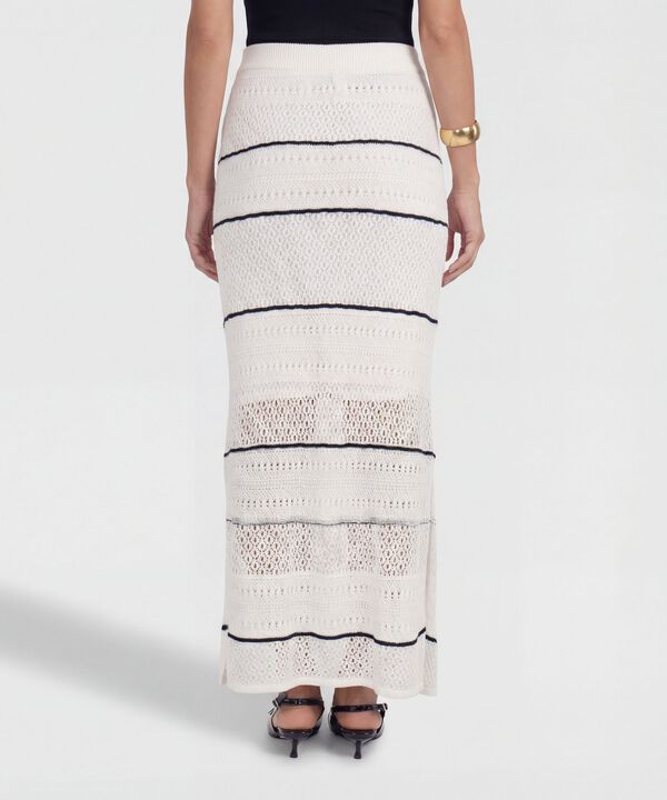 Falda Midi Tejida con Calados para Mujer