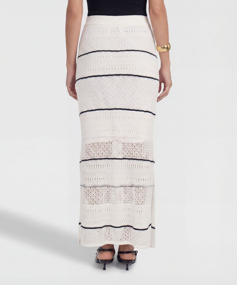 Falda Midi Tejida con Calados para Mujer