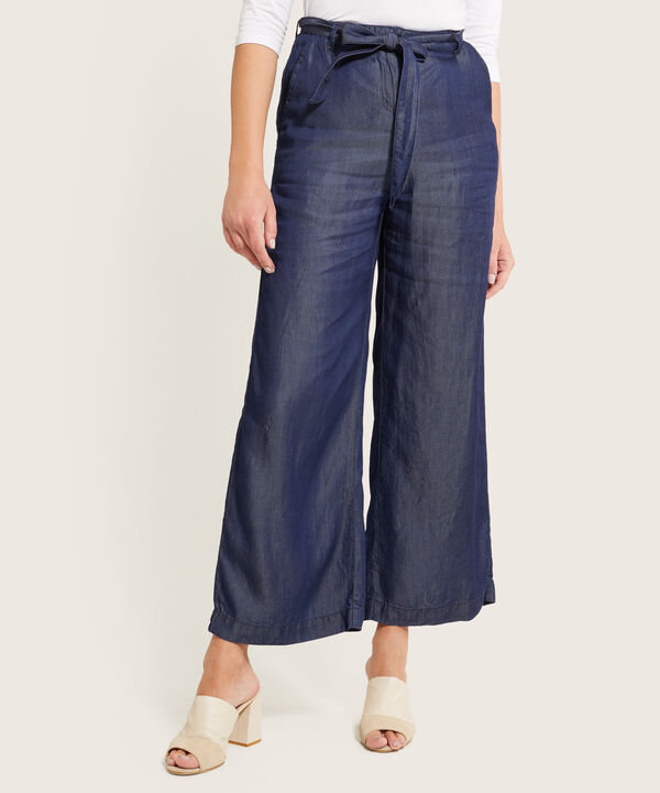 Pantal&oacute;n Wide Leg con Lazo Frontal para Mujer image number null