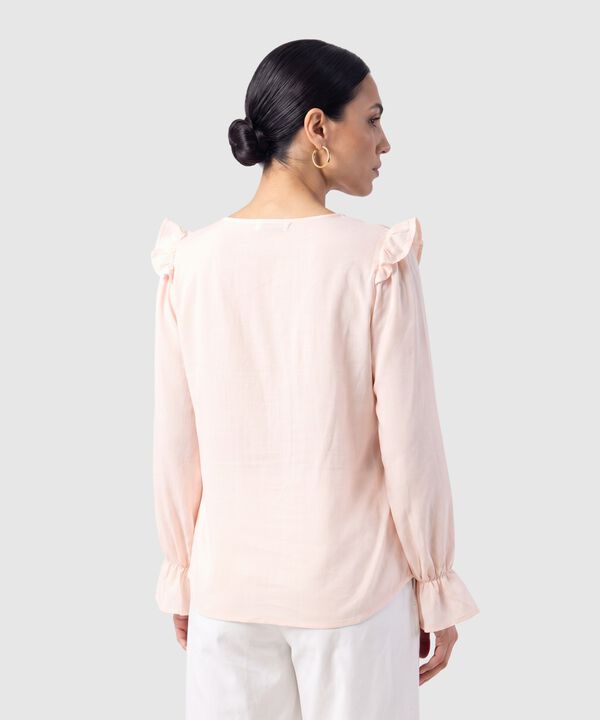 Blusa Manga Larga Con Botones Para Mujer