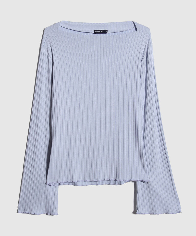 Camiseta Unicolor Textura, Manga Larga Acampanada