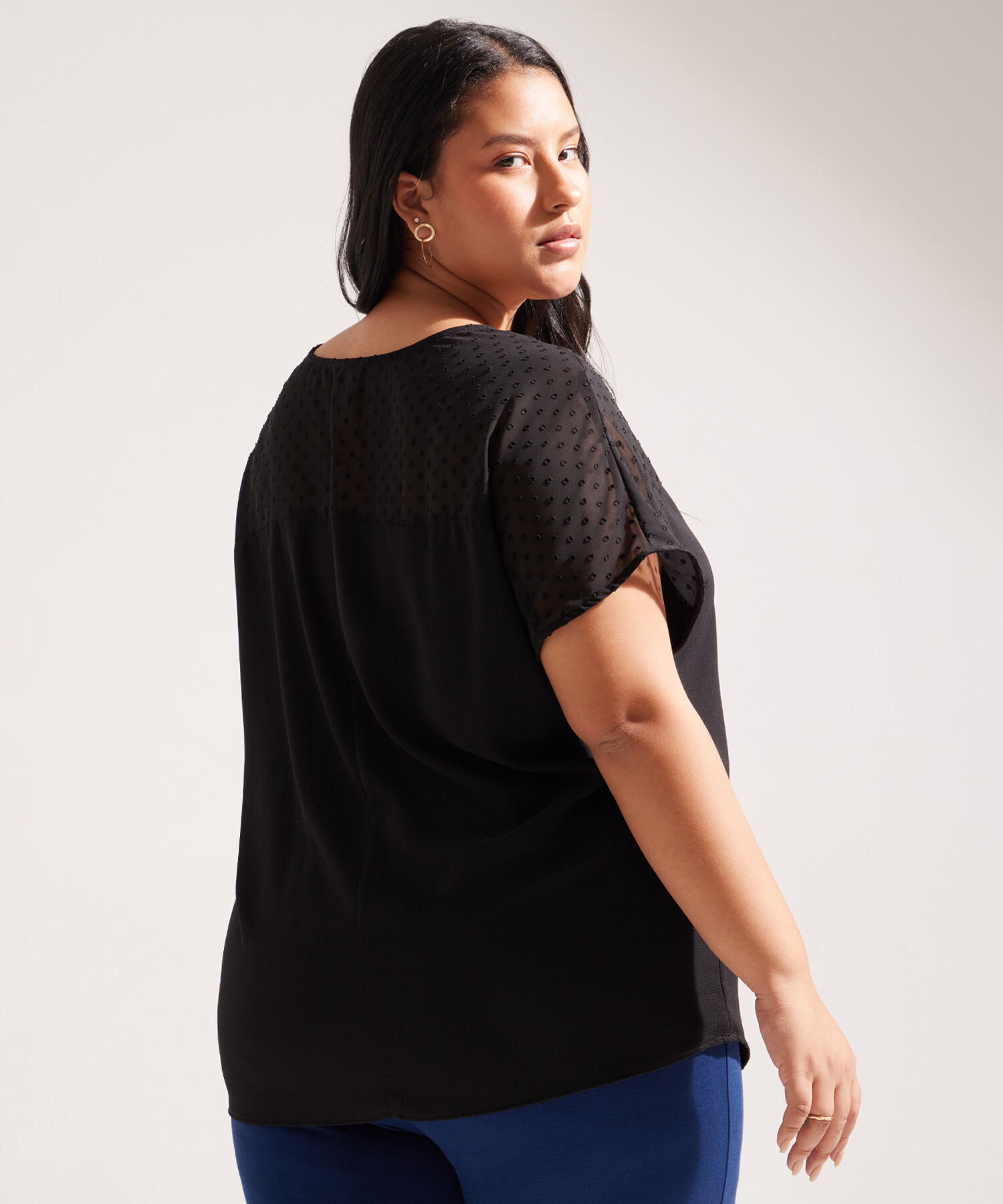 Blusa Manga Corta con Escote en V