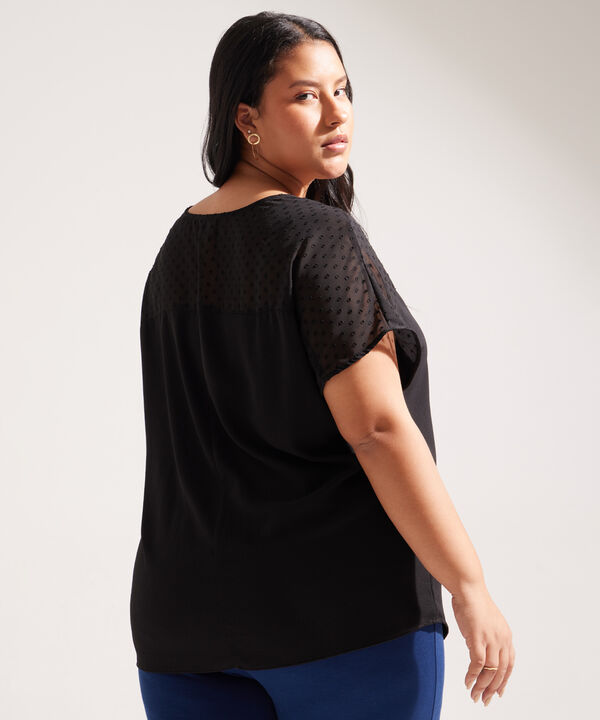 Blusa Manga Corta con Escote en V