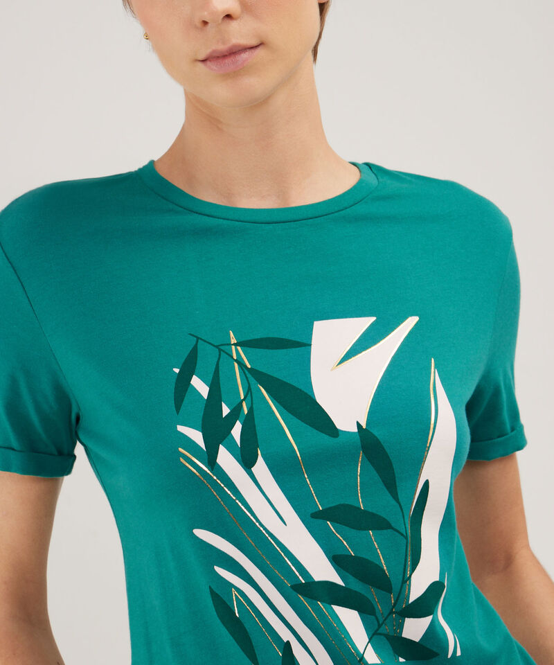 Camiseta Cuello Redondo, Manga Corta Con Screen, Fiesta En El Jardin Linea Moda