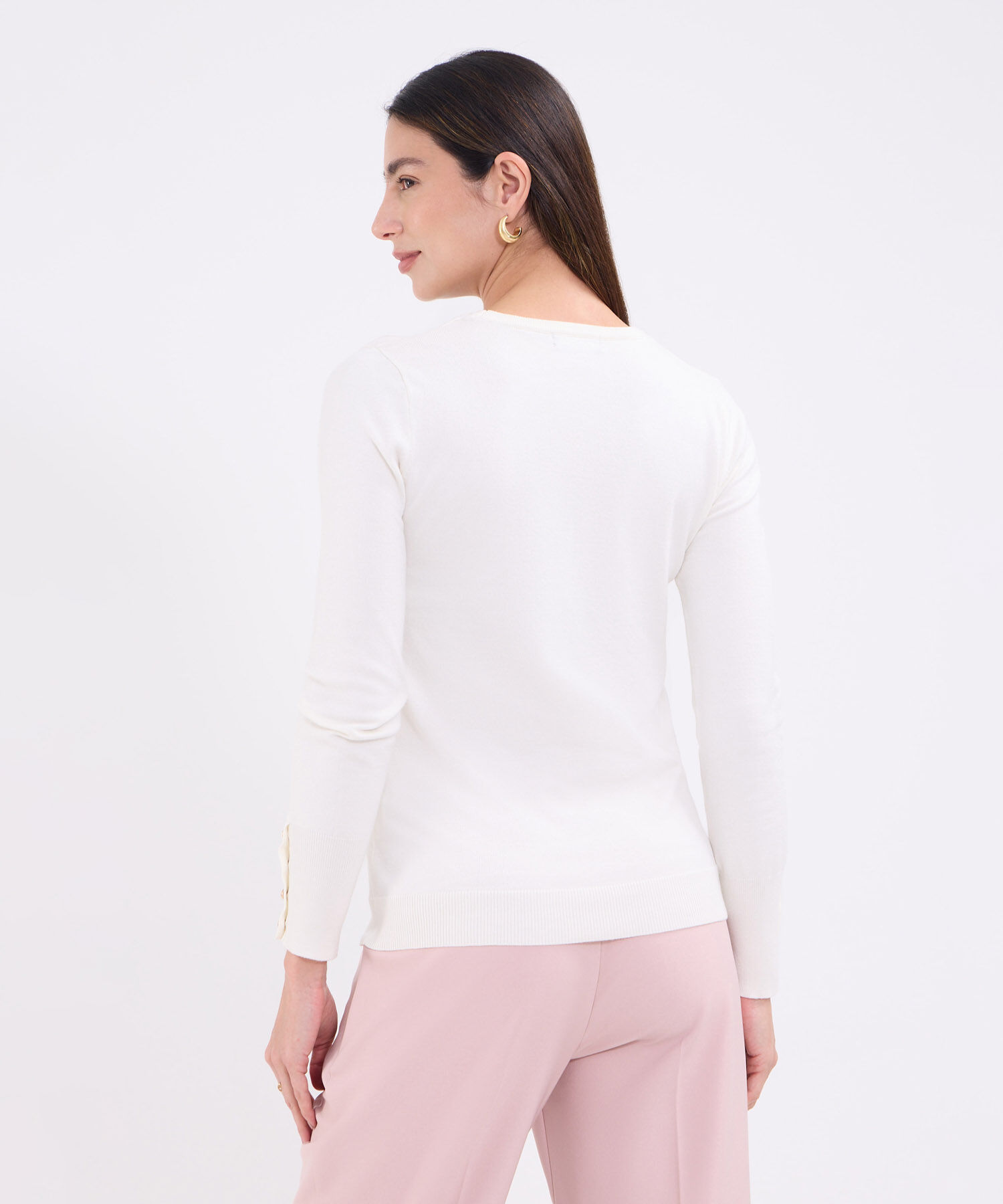 Saco unicolor  con botones en puño para mujer