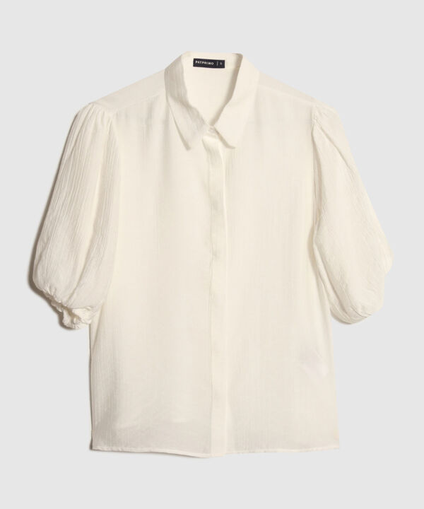 Camisa Unicolor Con Mangas Bombachas