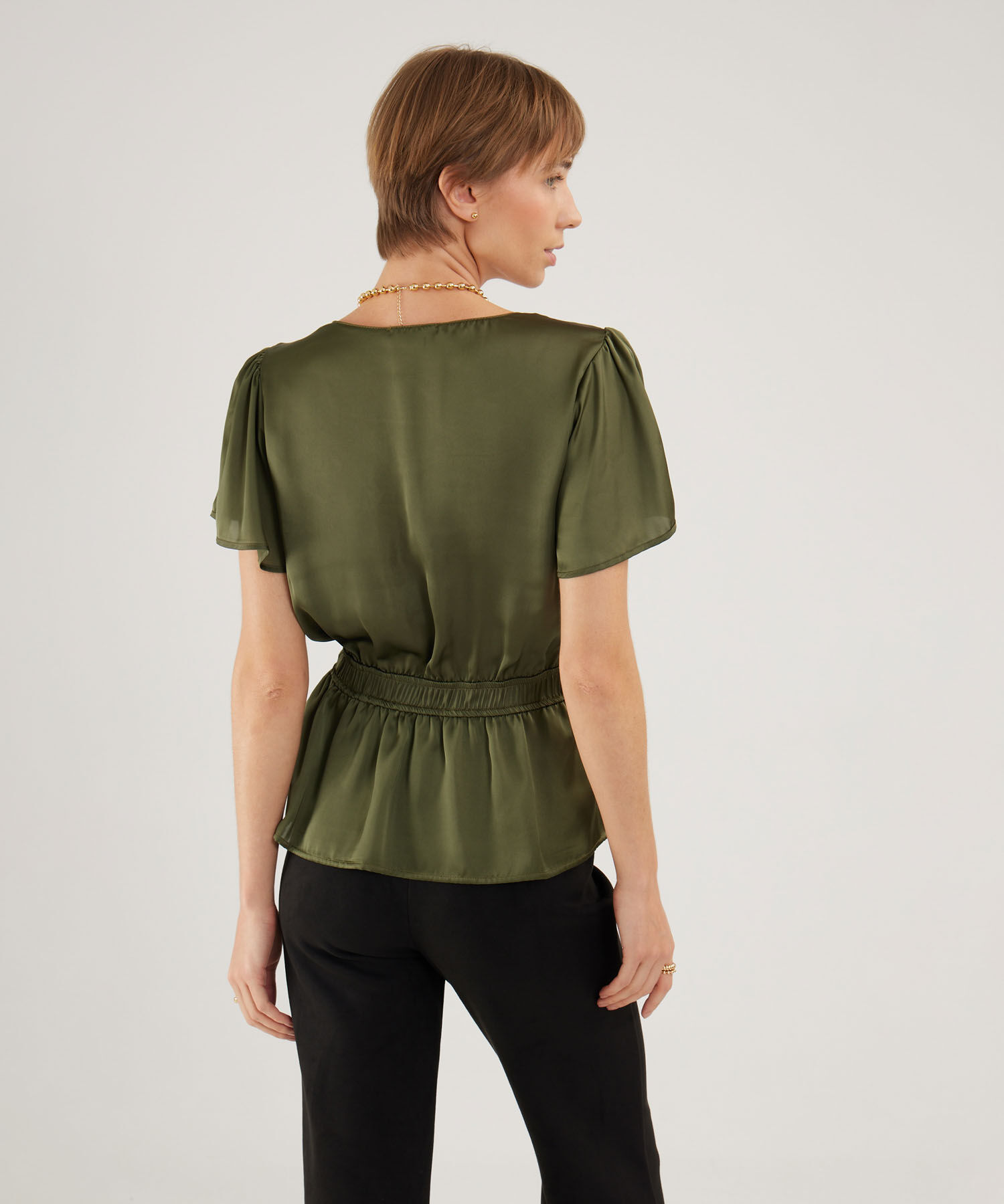 Blusa Manga Corta Con Encauchado En Cintura