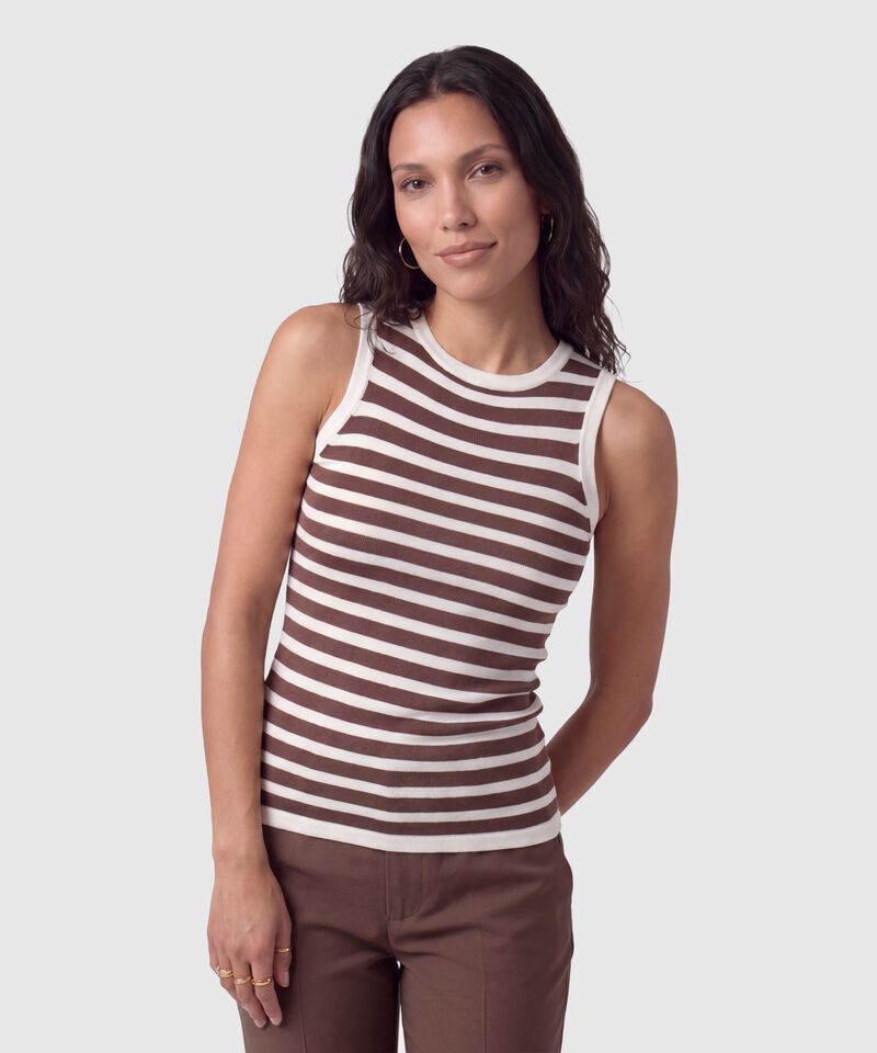 Camiseta Sin Mangas Acanalada Para Mujer