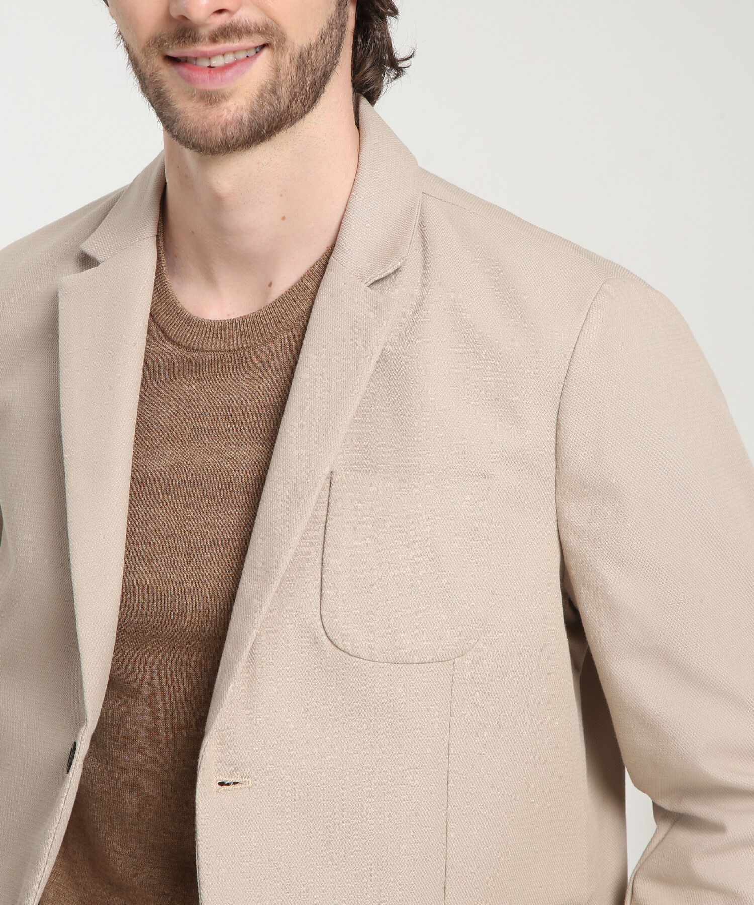 Blazer Tela Plana Bolsillos De Parche