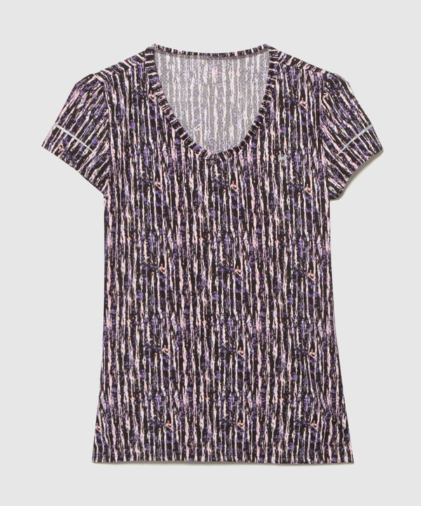 Camiseta Para Mujer, Cuello En V, Manga Corta, Estampada