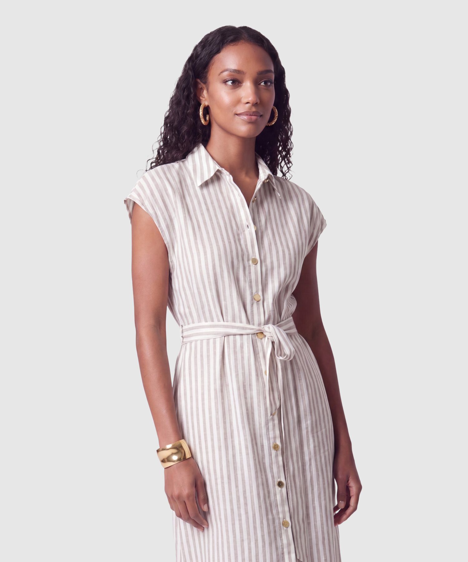 Vestido Camisero Midi Con Cintur&oacute;n Mujer