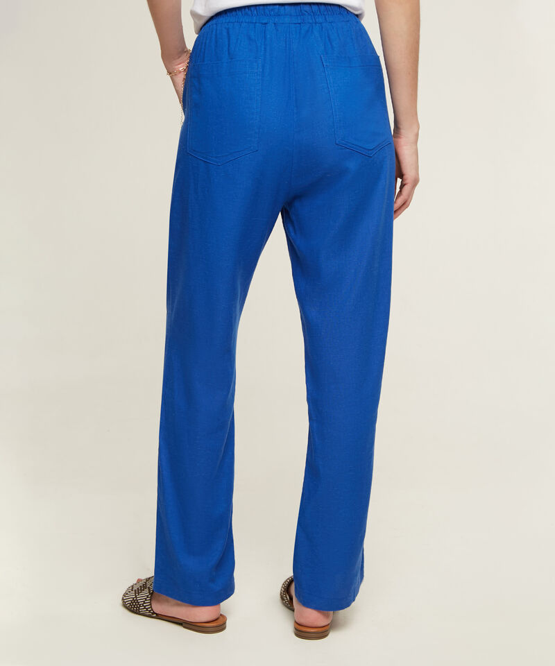 Pantalón Pretina Resortada En Lino Unicolor