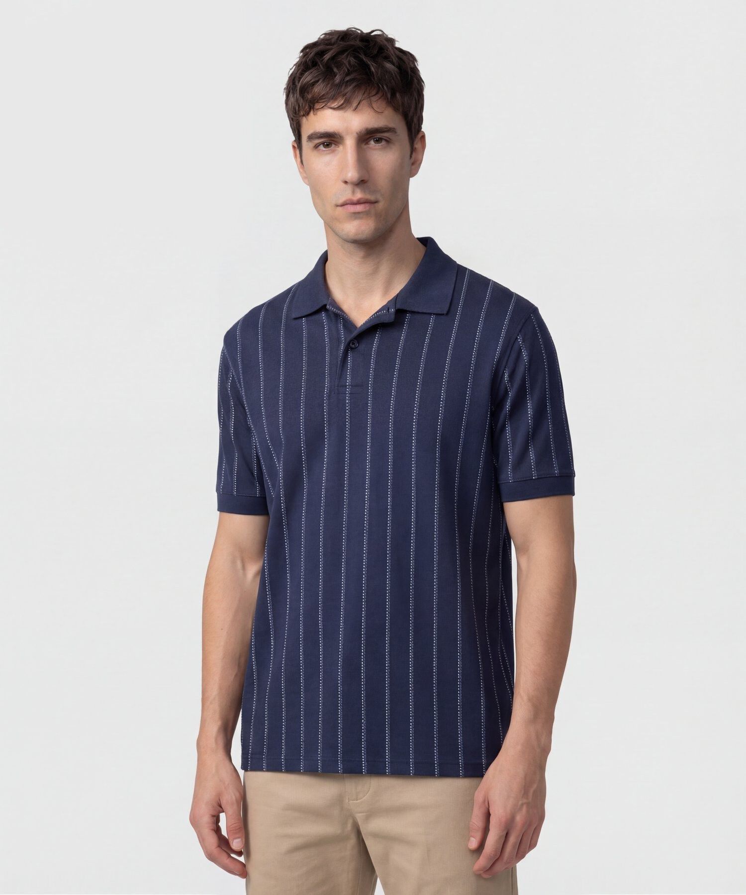 Polo Con Rayas Verticales Para Hombre
