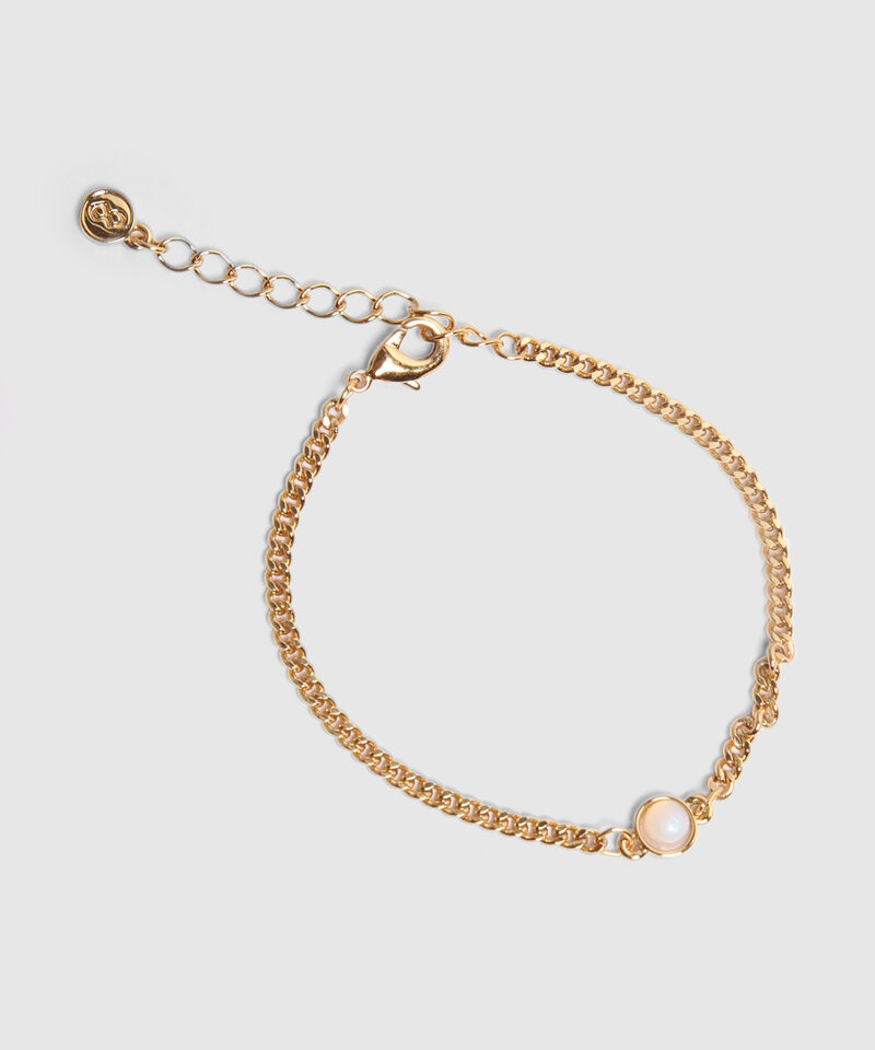 Set X2 Pulseras Doradas Con Brillos Y Perla 