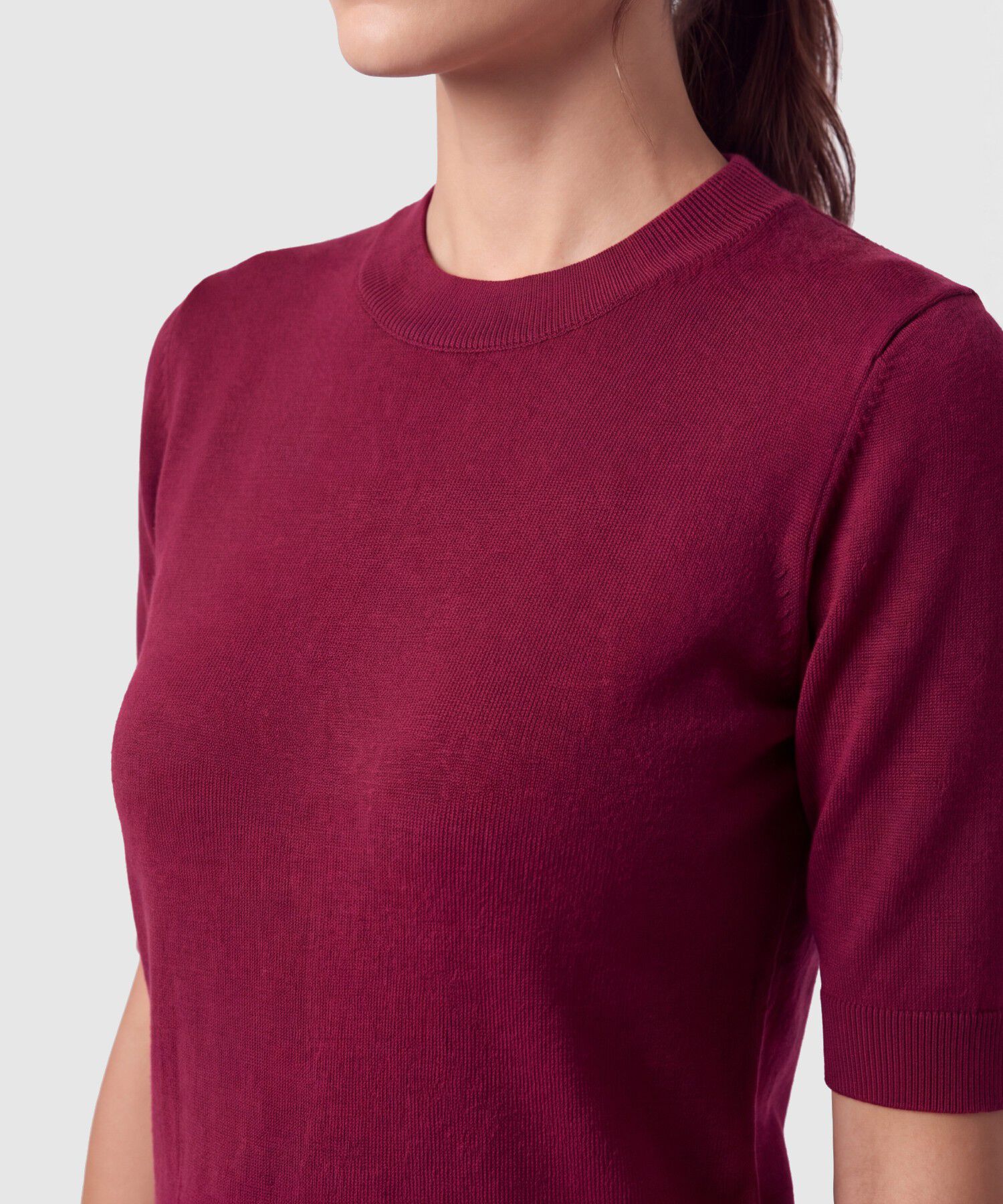 Camiseta Tejida Cuello Redondo Para Mujer