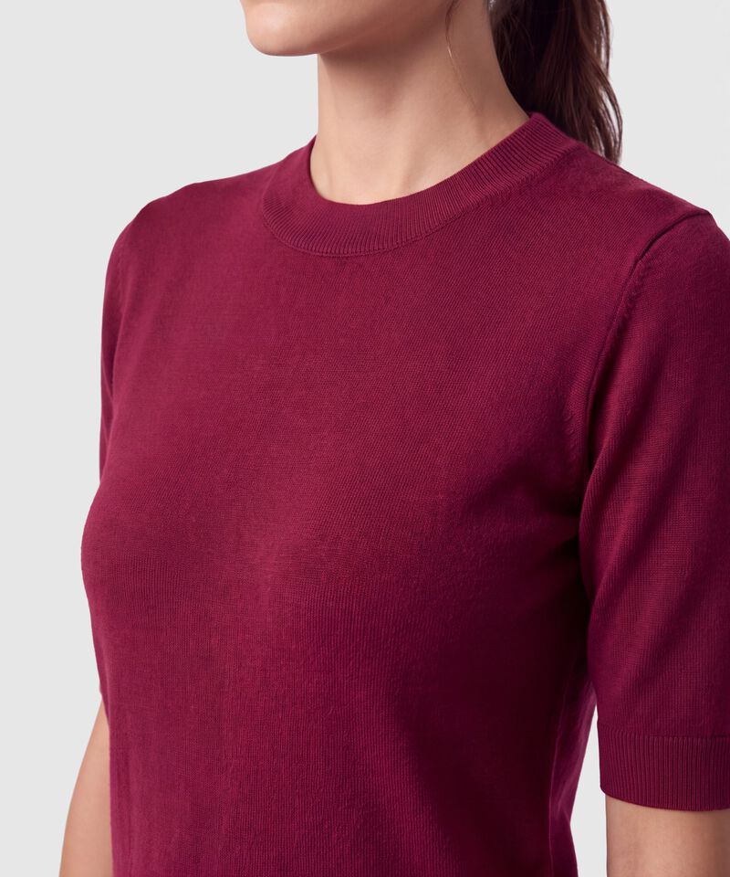 Camiseta Tejida Cuello Redondo Para Mujer