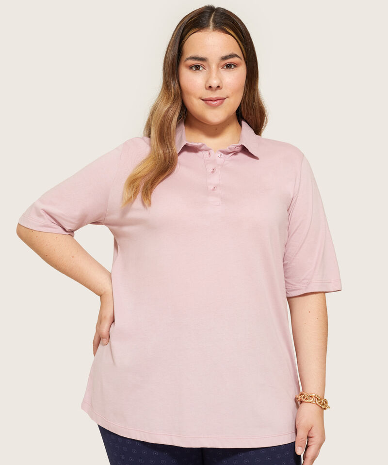 Polo Unicolor Con Botones Mujer Curvy