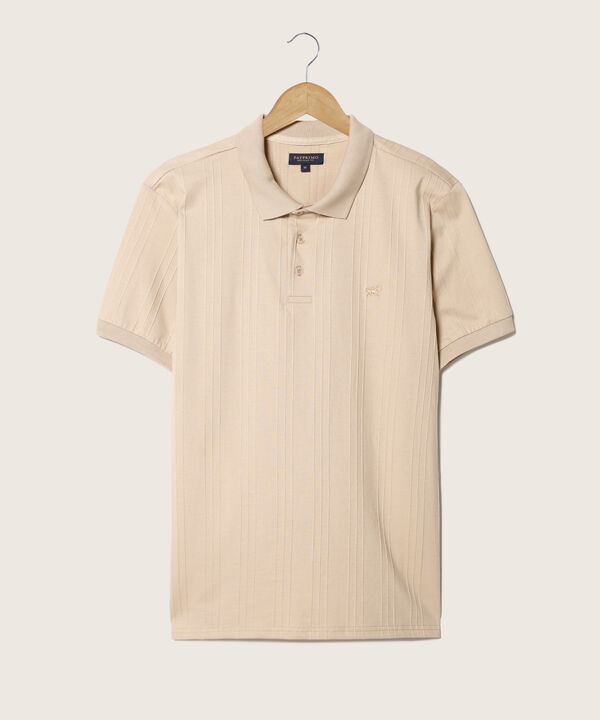 Polo Unicolor Con Textura Cuello Y Puños Tejidos Sin Bolsillo Con Silueta Regular Fit