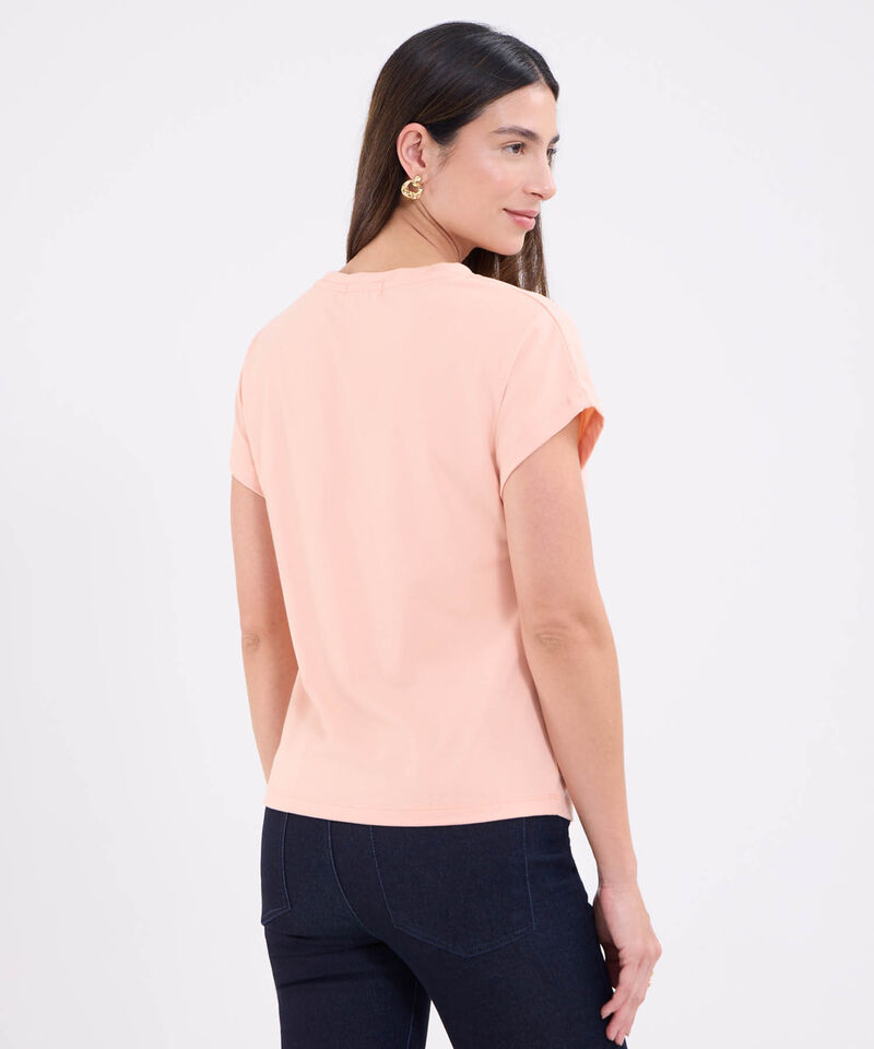 Camiseta cuello redondo con bordado para mujer