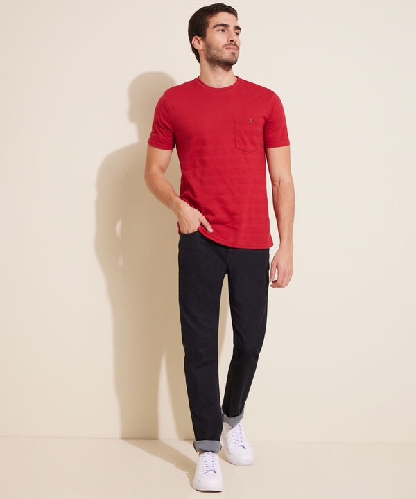 Camiseta Unicolor, Cuello Redondo Con  Bolsillo De Parche image number null