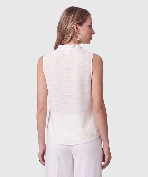 Blusa Con Cuello Alto Y Pliegues Mujer