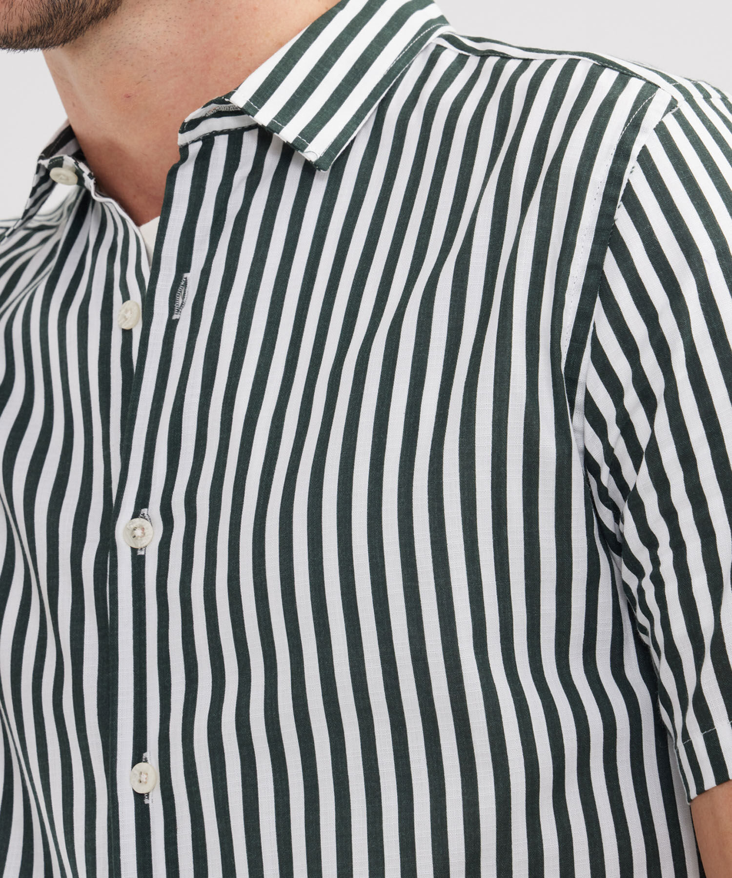 Camisa Manga Corta Estampada Base Lino