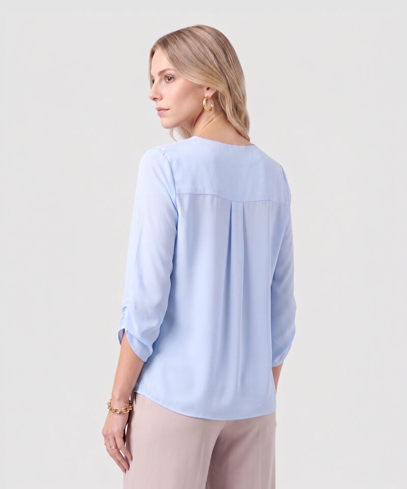 Blusa Manga 3/4 Con Escote V Para Mujer