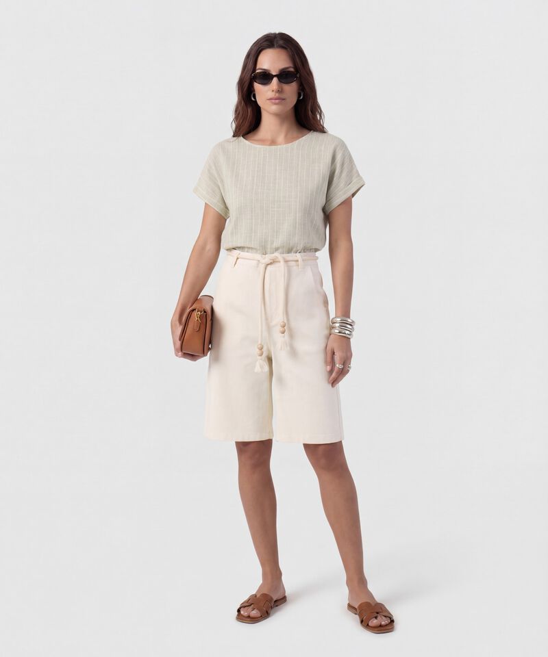 Blusa Texturizada De Manga Corta Para Mujer