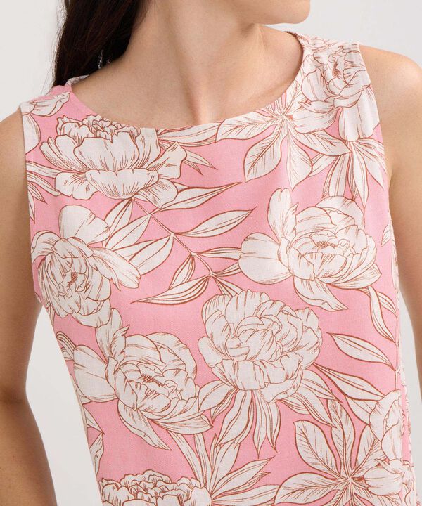 Vestido Estampado Manga Sisa Con Bolsillos Laterales image number null