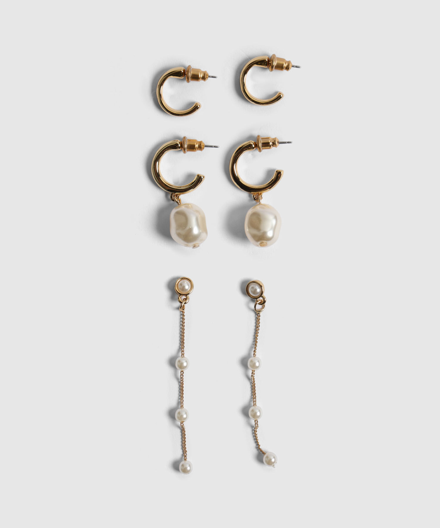Set x 3 Aretes Dorados con Perlas