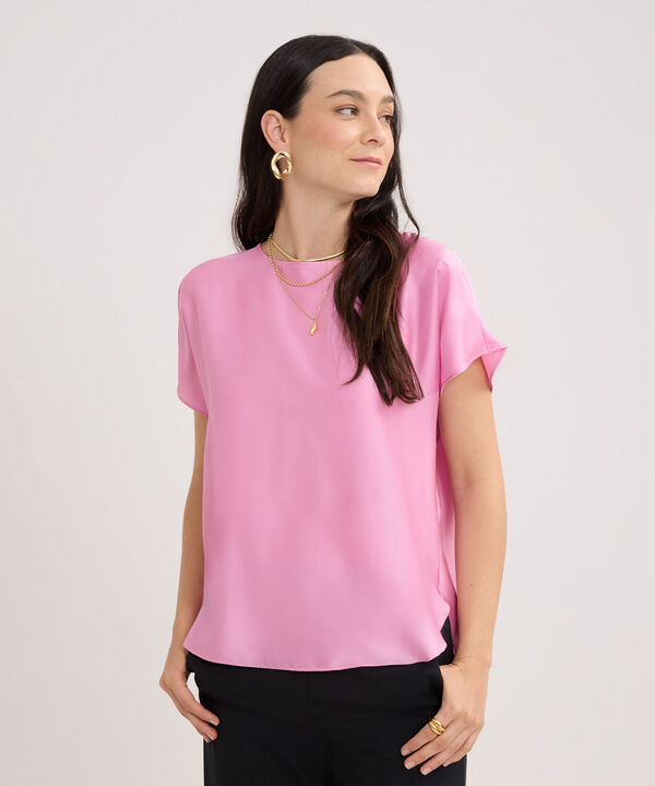 Blusa Unicolor Manga Corta image number null