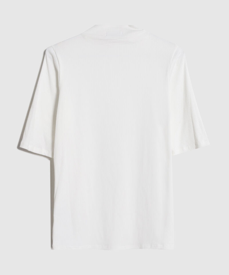 Camiseta Para Mujer Cuello Alto Tejido Acanalado