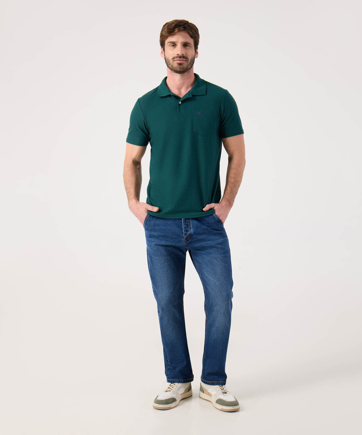 Polo Unicolor Con Bolsillo 