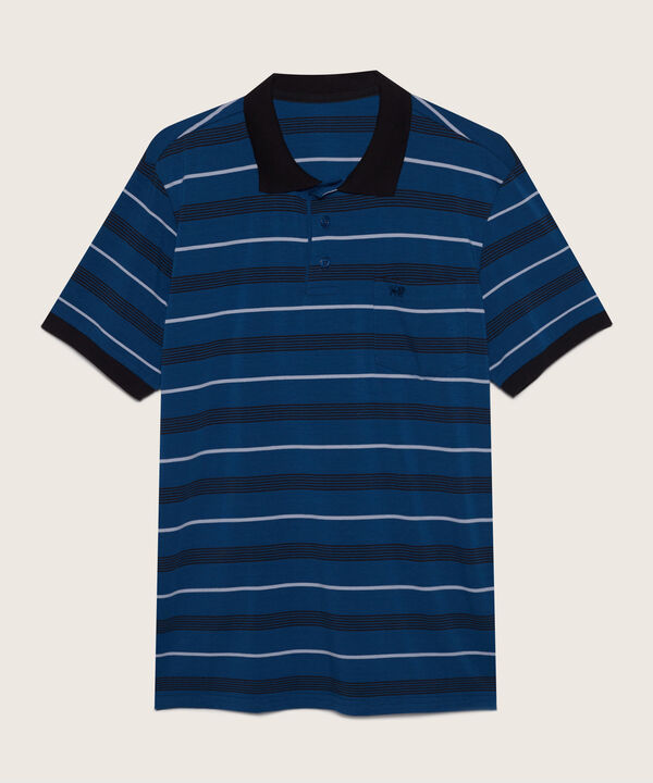 Polo Cuello Y Puños Tejidos Con Bolsillo, Jersey Preteñido, Silueta Regular Fit