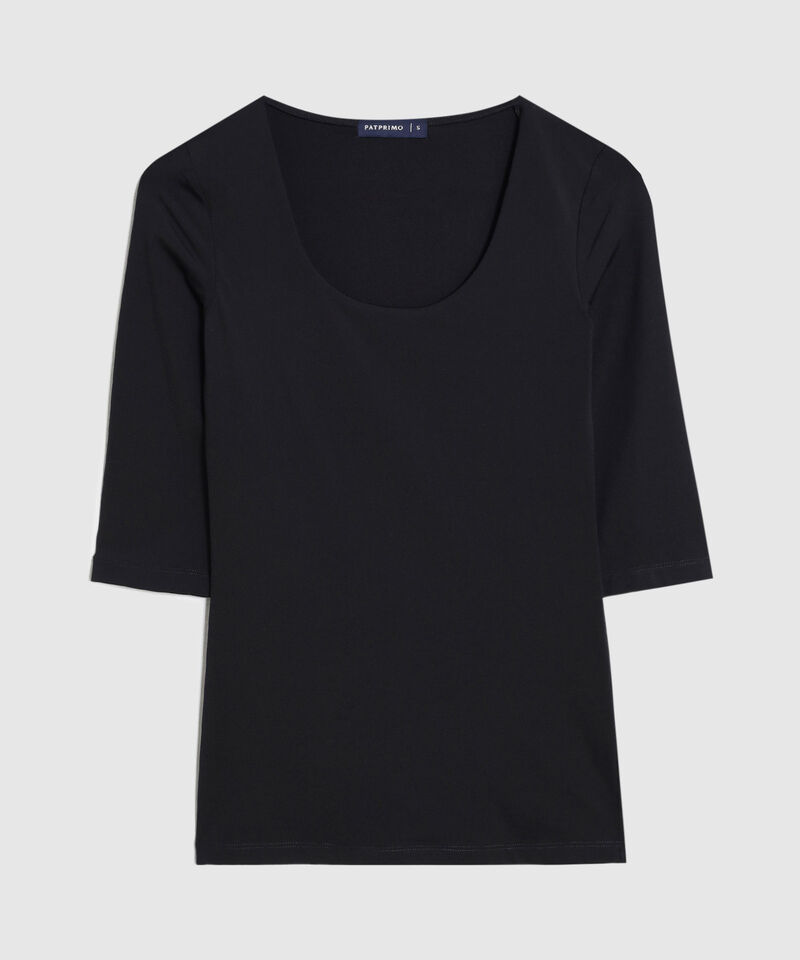 Camiseta B&aacute;sica Manga 3/4 Para Mujer