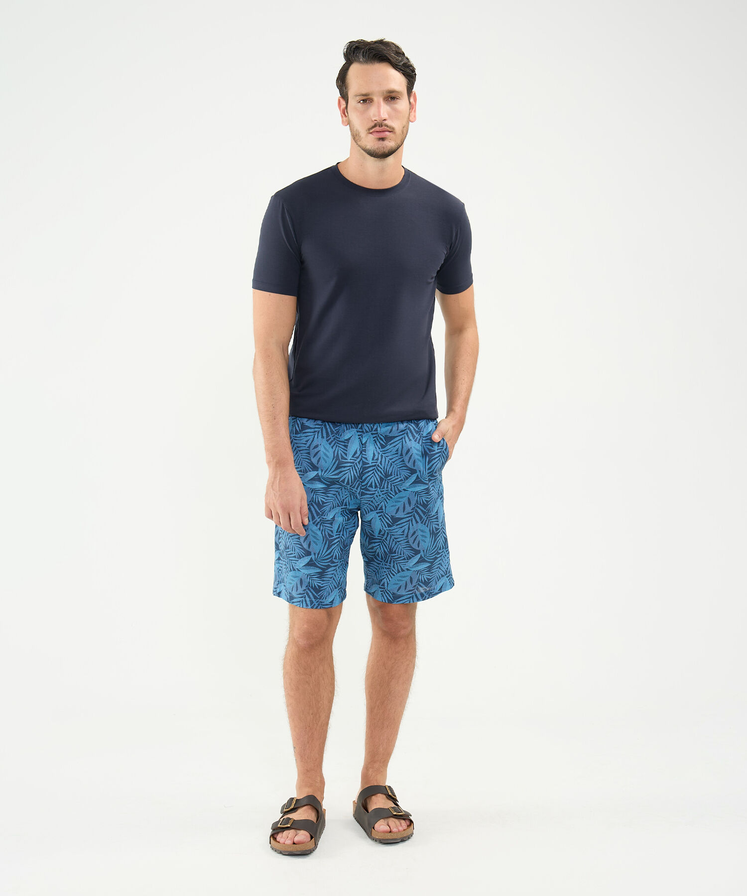 Bermuda Estampada en Efecto Lino
