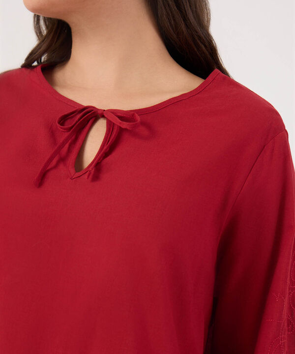 Blusa Bordada Con Cordon Para Mujer image number null