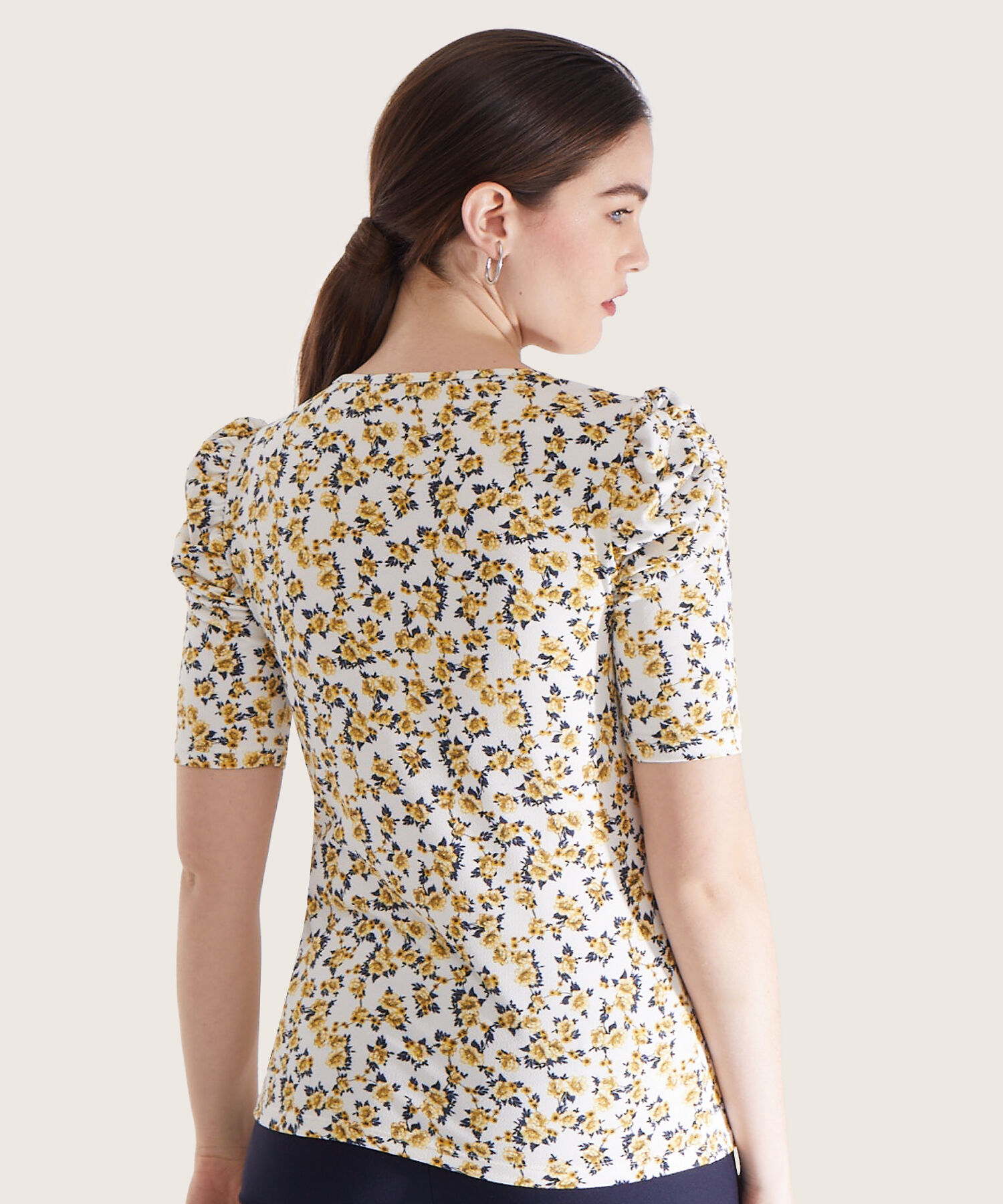 Camiseta Estampada Manga Corta Con Ruche