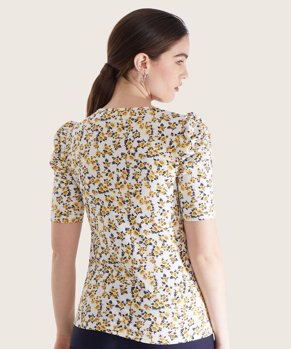 Camiseta Estampada Manga Corta Con Ruche