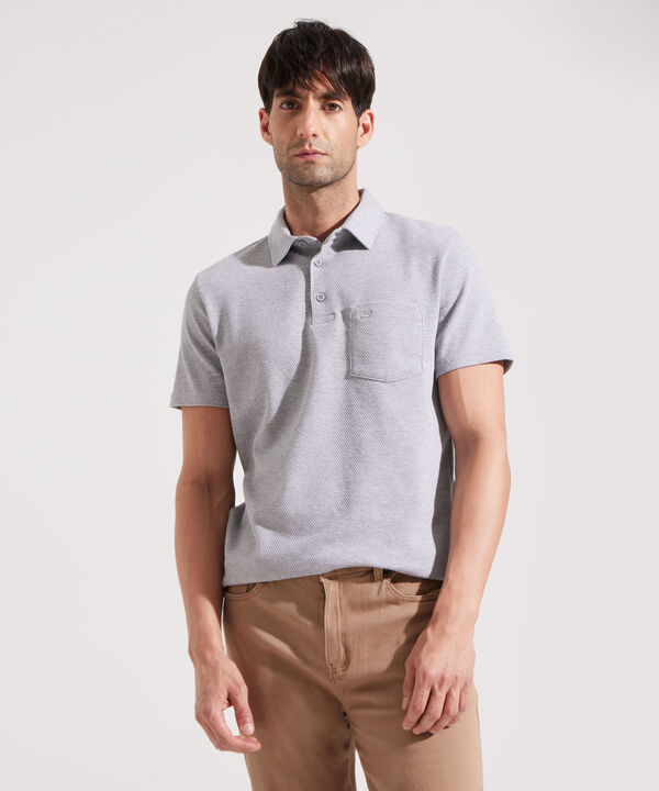 Polo Unicolor Textura, Cuello Duro Con Bolsillo, Silueta Slim Fit, Kairós image number null