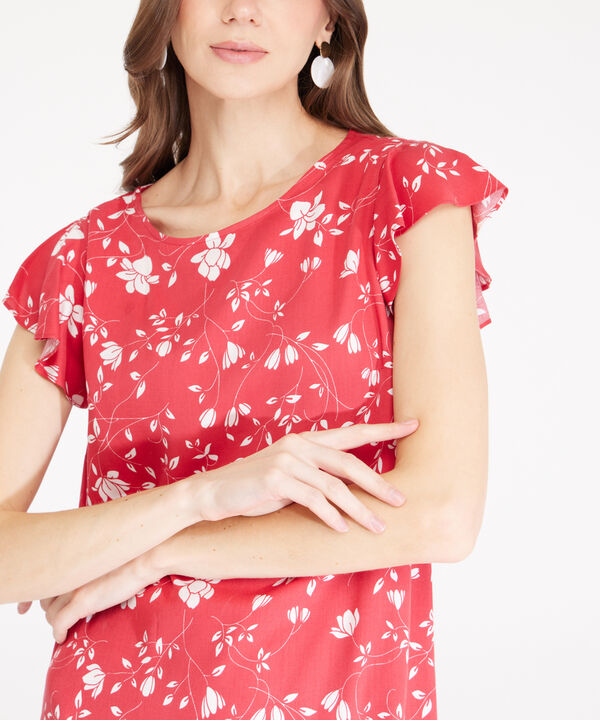 Vestido Estampado Manga Corta Con Vuelo