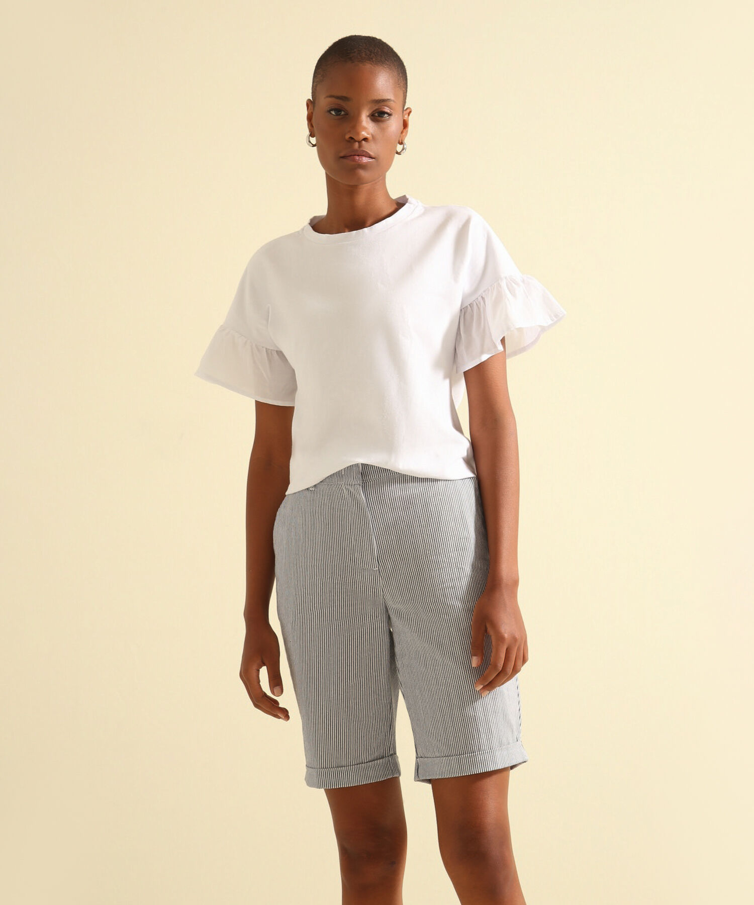 Bermuda  Larga Estampada En Lino