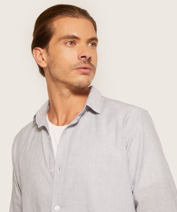 Camisa Manga Larga Textura Cuello Camisero