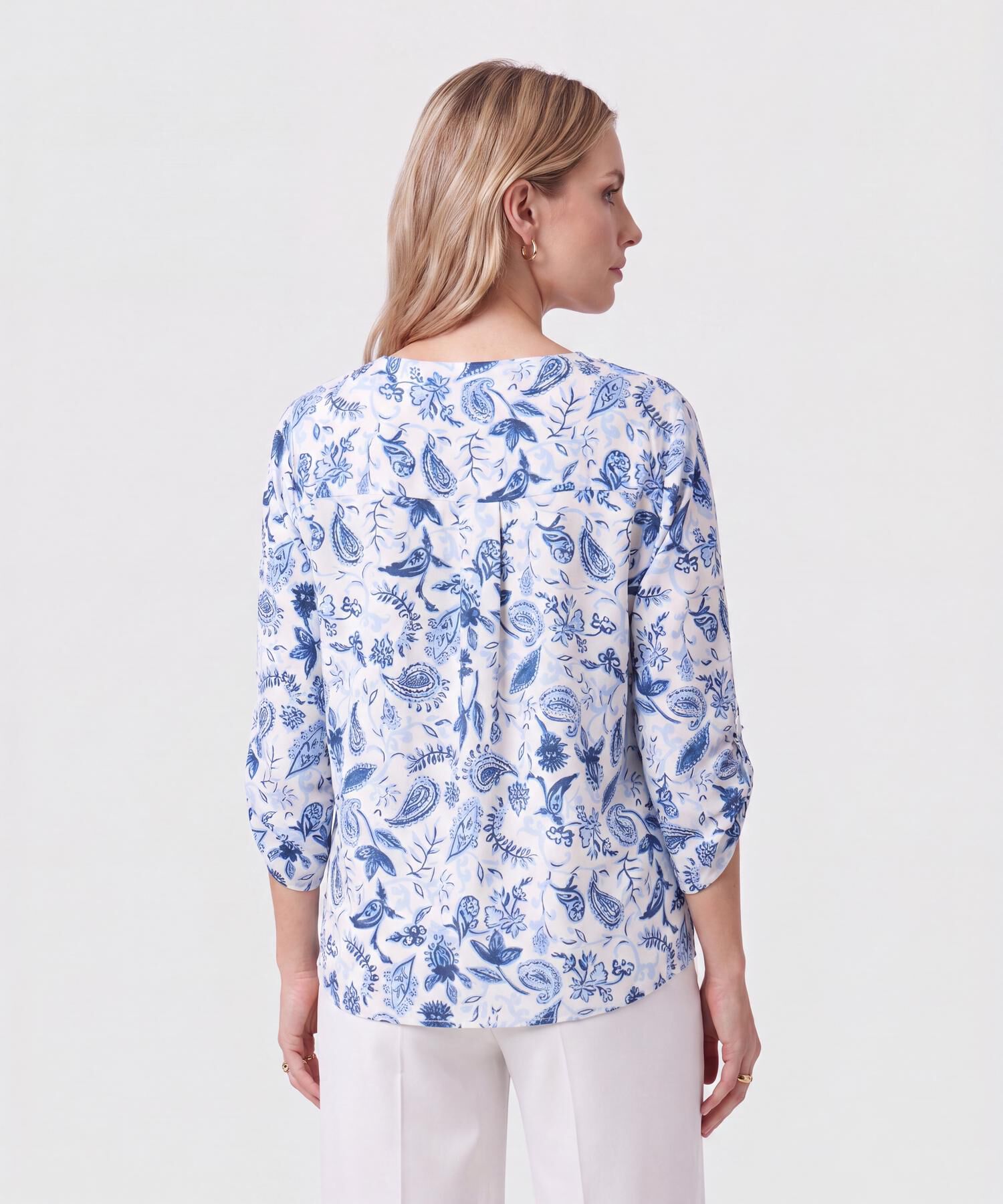 Blusa Cuello V Manga 3/4 Para Mujer