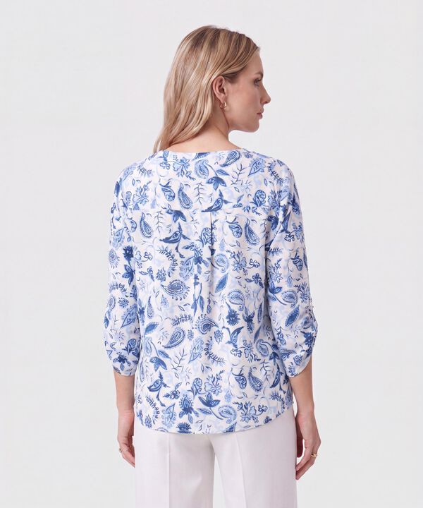 Blusa Cuello V Manga 3/4 Para Mujer
