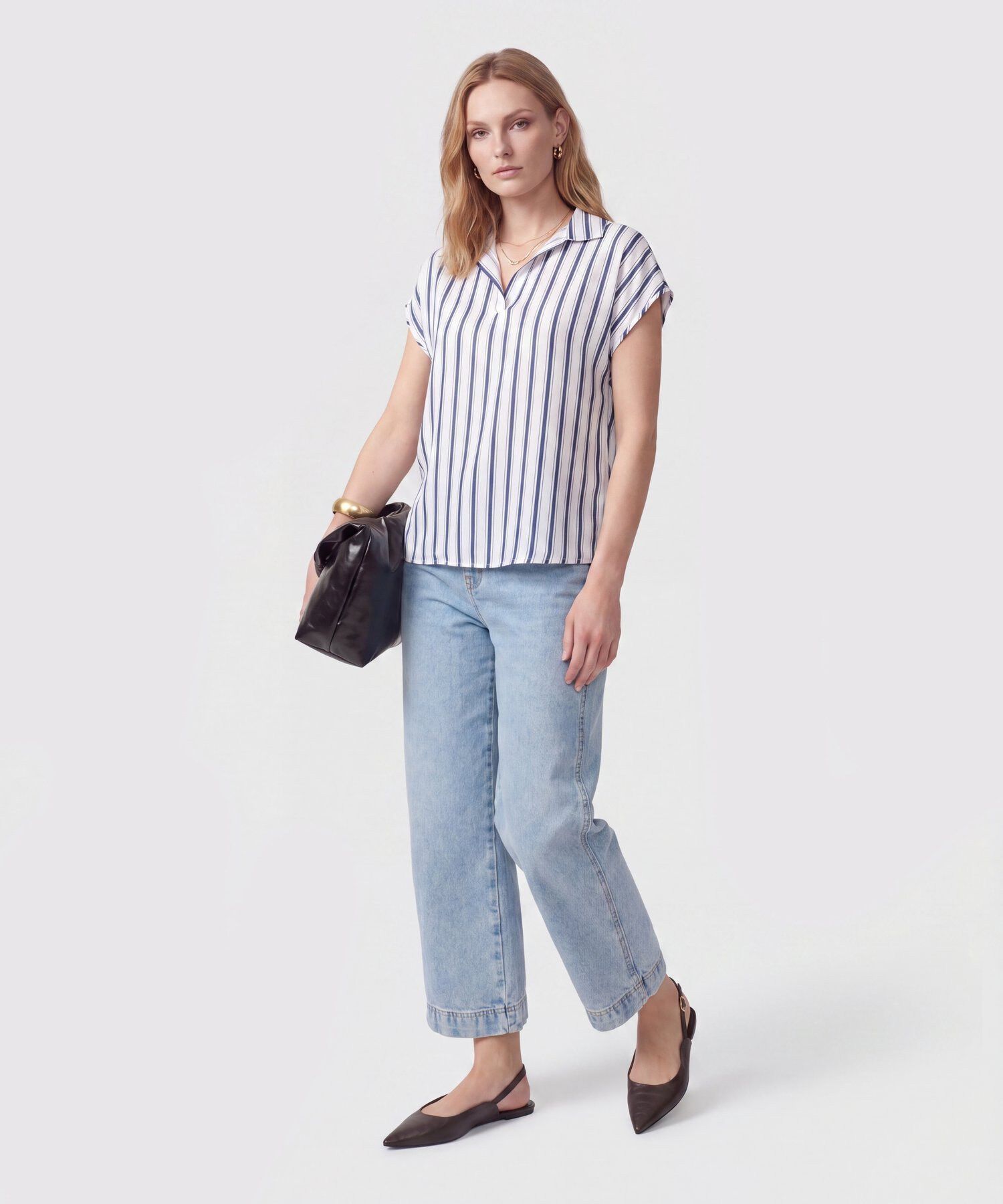 Blusa a rayas con Escote en V para Mujer