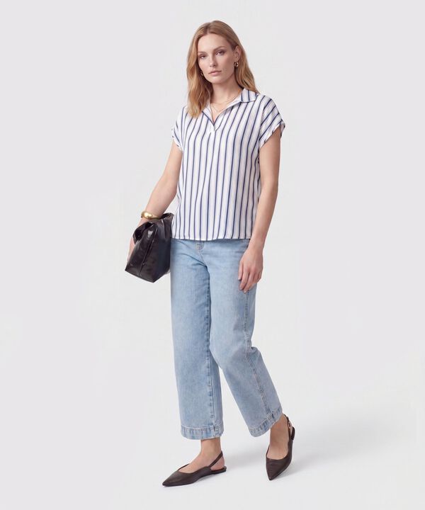 Blusa a rayas con Escote en V para Mujer