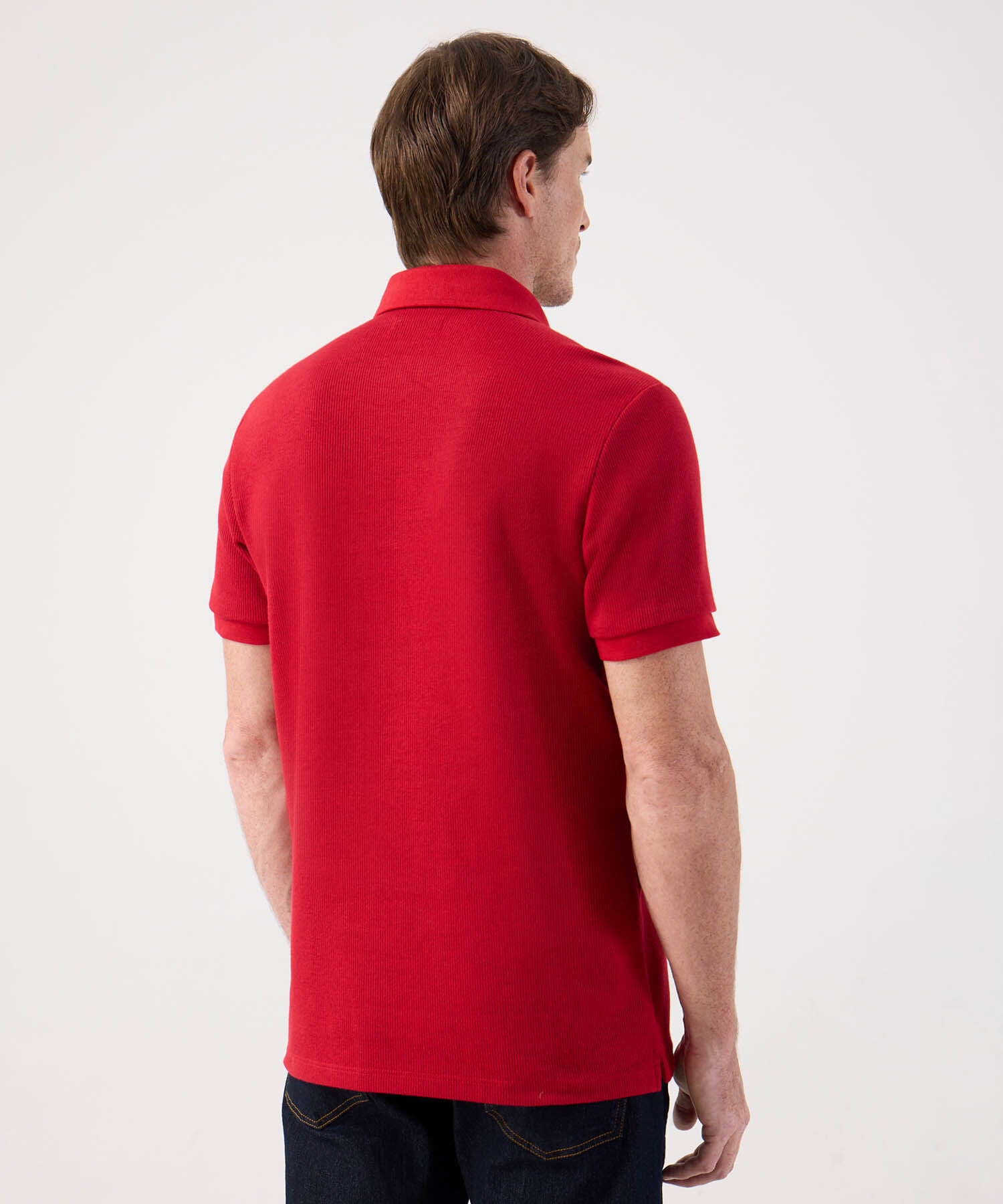 Polo Clásico de Manga Corta Textura Acanalada Para Hombre