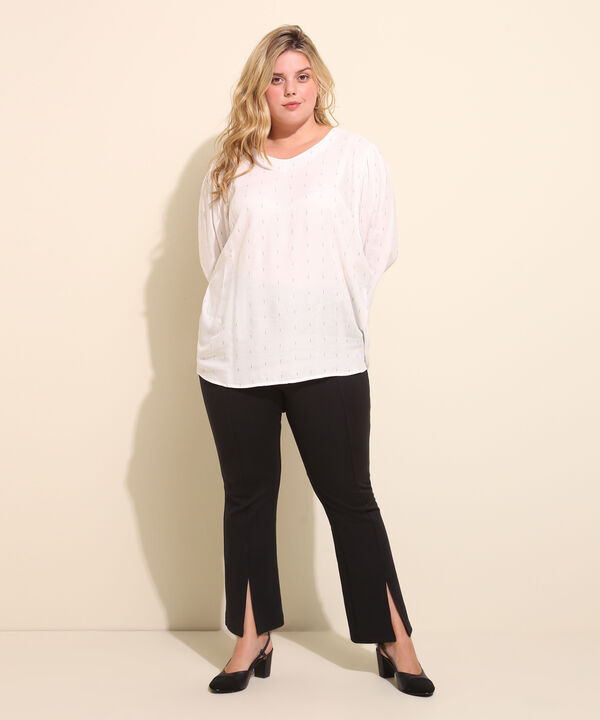 Blusa Manga 3/4 Tela De Lurex
