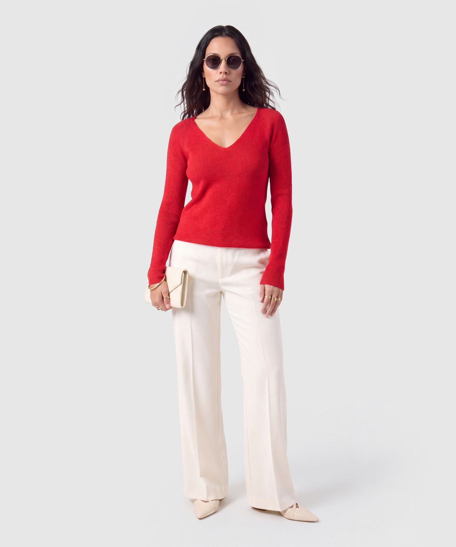 Saco Tejido Escote V Para Mujer
